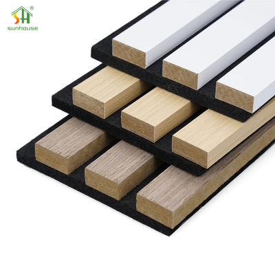 Acoustic Wooden Slat Wall Panels Eco Friendly Polyester Foam Wall Panel For Conference Room