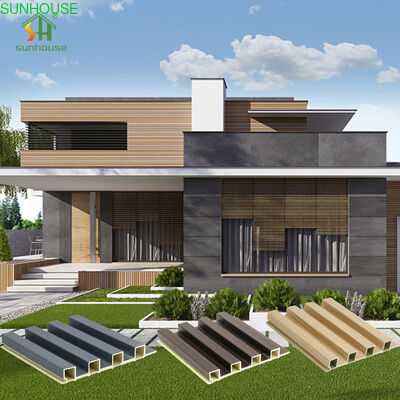 ভালো দাম আধুনিক বিল্ডিং বাহ্যিক ডিজাইনের জন্য UV প্রতিরোধী কাঠের প্লাস্টিক কম্পোজিট WPC ওয়াল প্যানেল অনলাইন